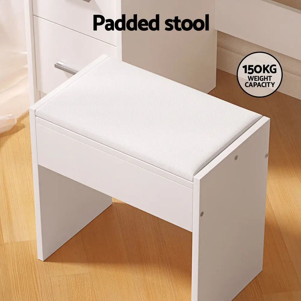 Artiss Dressing Table Set Stool 10 Led Bulbs White Dylan - Furniture > Bedroom > Dressing Vanity & Dressing Tables