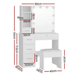 Artiss Dressing Table Set Stool 10 Led Bulbs White Dylan - Furniture > Bedroom > Dressing Vanity & Dressing Tables