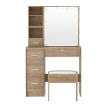 Artiss Dressing Table Set Stool 10 Led Bulbs Wood - Furniture > Bedroom > Dressing Vanity & Dressing Tables
