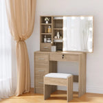 Artiss Dressing Table Set Stool 10 Led Bulbs Wood - Furniture > Bedroom > Dressing Vanity & Dressing Tables