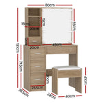 Artiss Dressing Table Set Stool 10 Led Bulbs Wood - Furniture > Bedroom > Dressing Vanity & Dressing Tables