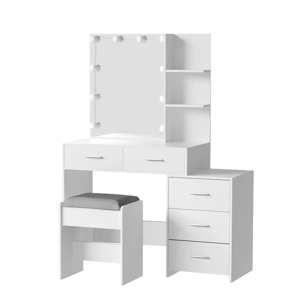 Artiss Dressing Table Set Stool 12 LED Bulbs White Dale - Furniture > Bedroom > Dressing Vanity & Dressing Tables