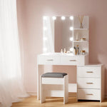 Artiss Dressing Table Set Stool 12 LED Bulbs White Dale - Furniture > Bedroom > Dressing Vanity & Dressing Tables