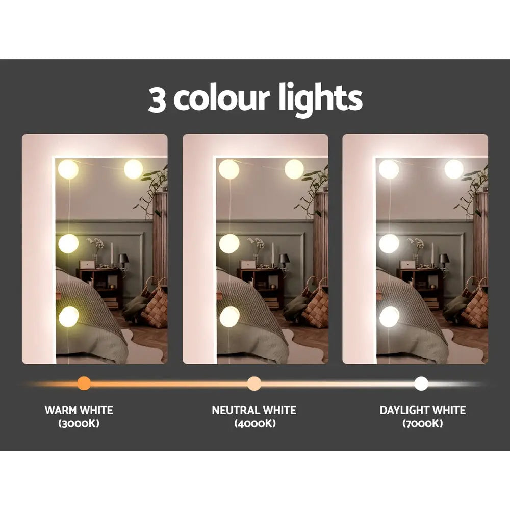 Artiss Dressing Table Set Stool 12 LED Bulbs White Dale - Furniture > Bedroom > Dressing Vanity & Dressing Tables