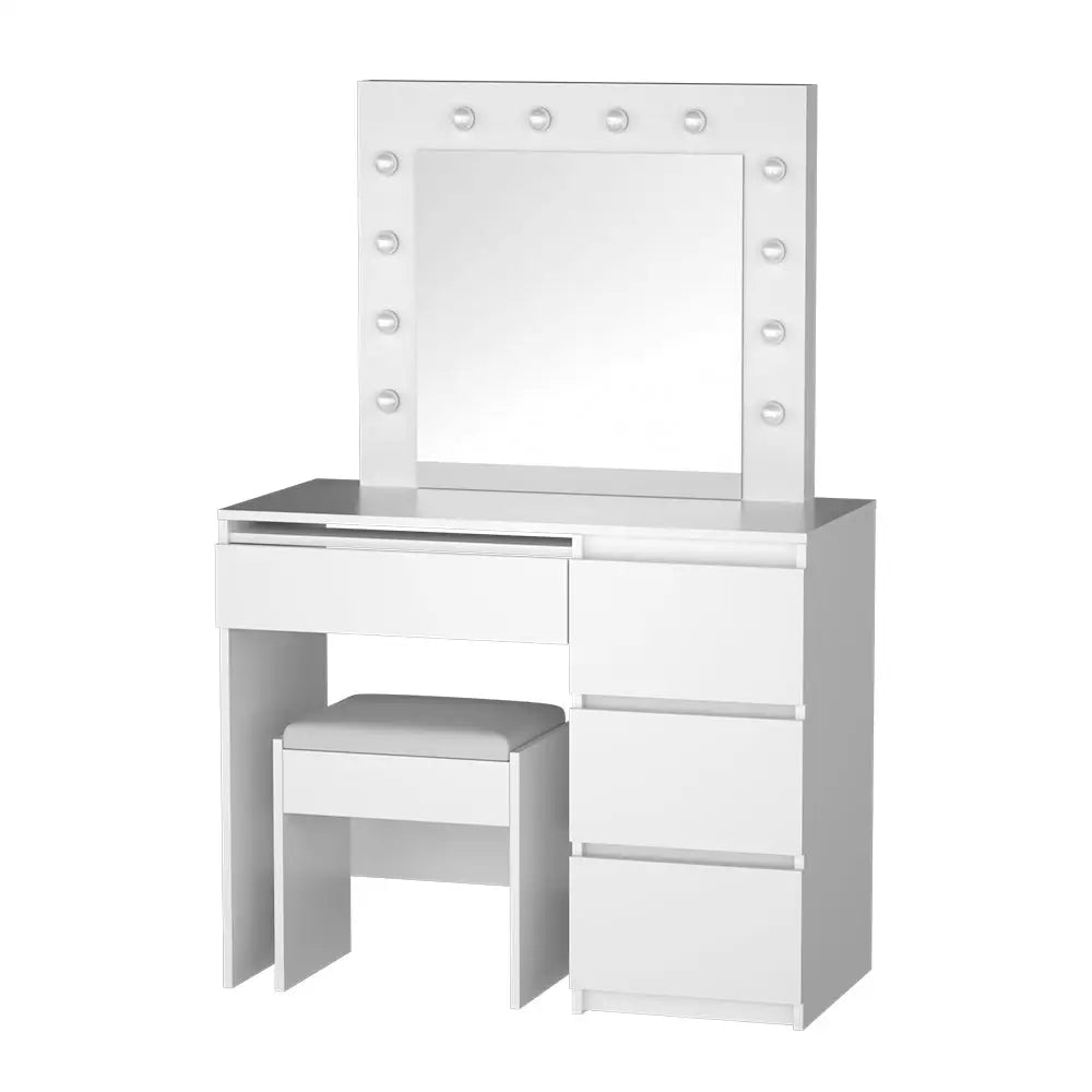 Artiss Dressing Table Set Stool 12 Led Bulbs White - Furniture > Bedroom