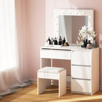 Artiss Dressing Table Set Stool 12 Led Bulbs White - Furniture > Bedroom