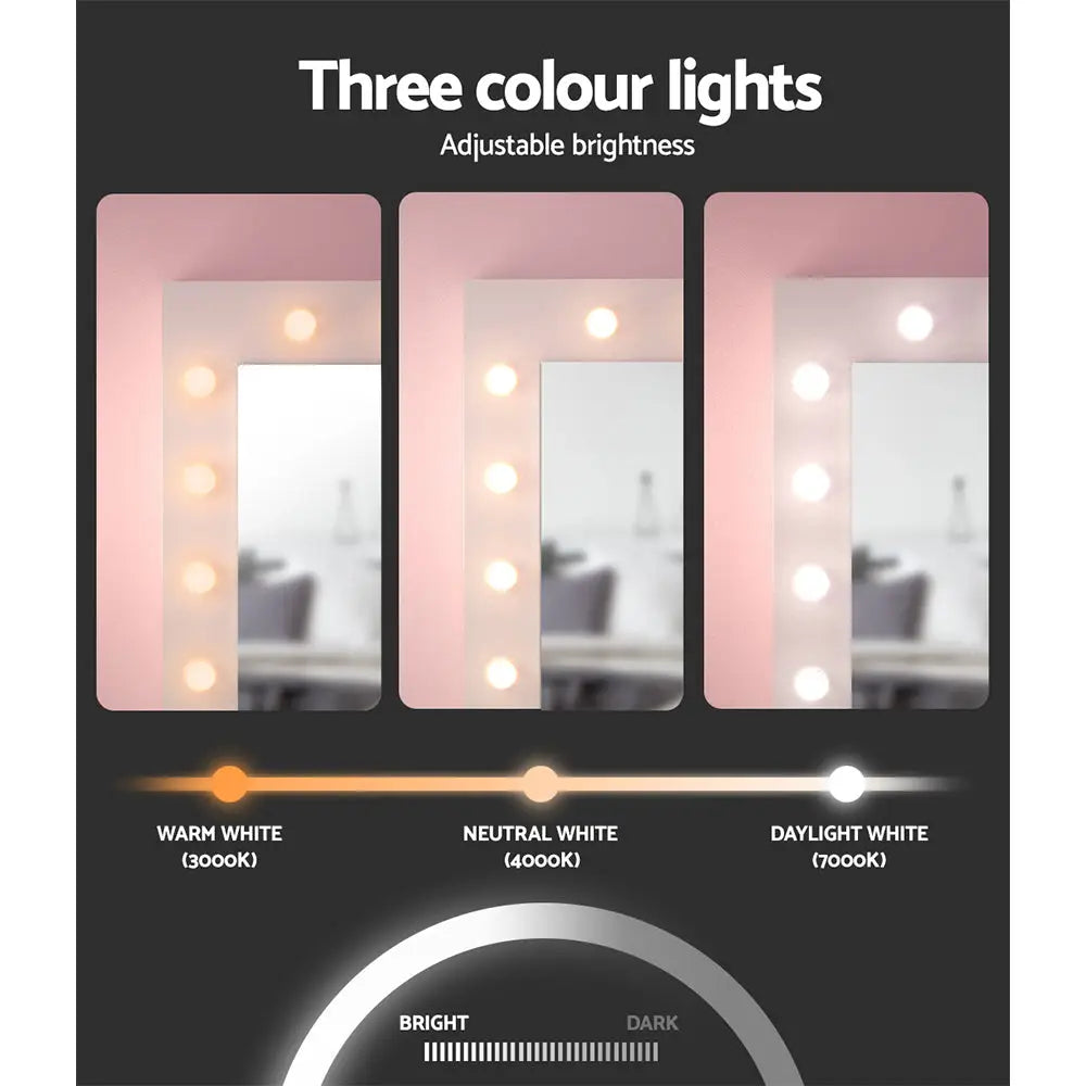 Artiss Dressing Table Set Stool 12 Led Bulbs White - Furniture > Bedroom