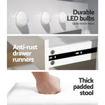 Artiss Dressing Table Set Stool 12 Led Bulbs White - Furniture > Bedroom