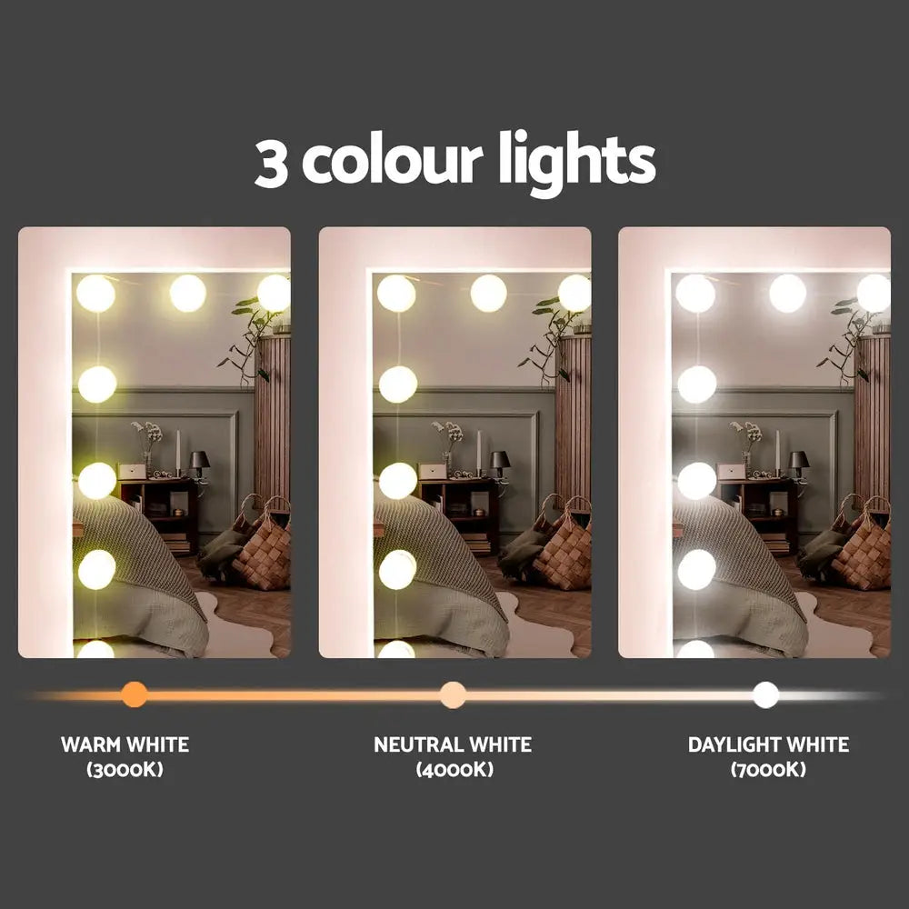 Artiss Dressing Table Set Stool 15 Led Bulbs White Darcy - Furniture > Bedroom