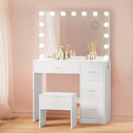 Artiss Dressing Table Set Stool 15 Led Bulbs White Darcy - Furniture > Bedroom