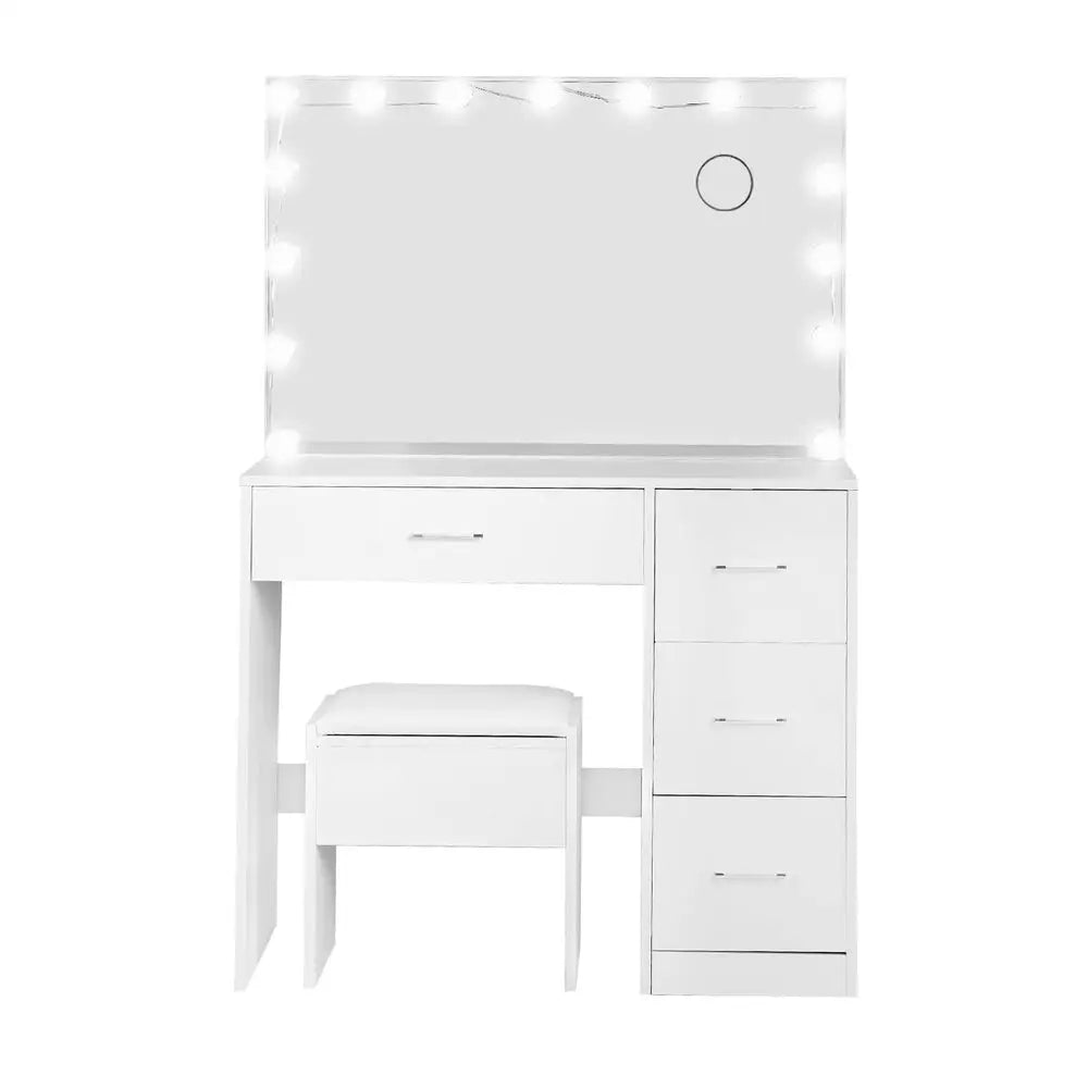 Artiss Dressing Table Set Stool 15 Led Bulbs White Darcy - Furniture > Bedroom