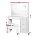 Artiss Dressing Table Set Stool 15 Led Bulbs White Darcy - Furniture > Bedroom