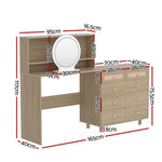 Artiss Dressing Table Set Stool LED Mirror Pine - Furniture > Bedroom > Dressing Vanity & Dressing Tables