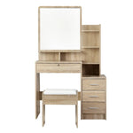 Artiss Dressing Table Stool Set 4 Drawers Oak - Furniture > Bedroom