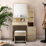 Artiss Dressing Table Stool Set 4 Drawers Oak - Furniture > Bedroom