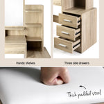 Artiss Dressing Table Stool Set 4 Drawers Oak - Furniture > Bedroom