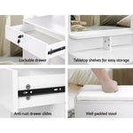 Artiss Dressing Table Stool Set 4 Drawers White - Furniture > Bedroom > Dressing Vanity & Dressing Tables
