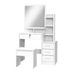 Artiss Dressing Table Stool Set 4 Drawers White - Furniture > Bedroom > Dressing Vanity & Dressing Tables