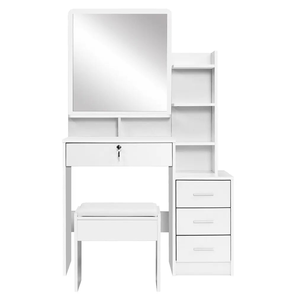 Artiss Dressing Table Stool Set 4 Drawers White - Furniture > Bedroom > Dressing Vanity & Dressing Tables