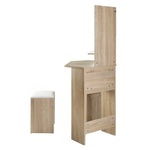 Artiss Dressing Table Stool Set Corner 5 Drawers Oak - Furniture > Bedroom > Dressing Vanity & Dressing Tables