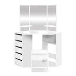 Artiss Dressing Table Stool Set Corner 5 Drawers White - Furniture > Bedroom