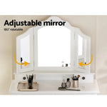 Artiss Dressing Table Stool Set Foldable Mirror White - Furniture > Bedroom