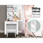 Artiss Dressing Table Stool Set Sliding Mirror White Demi - Furniture > Bedroom