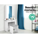 Artiss Dressing Table Stool Set Sliding Mirror White Demi - Furniture > Bedroom
