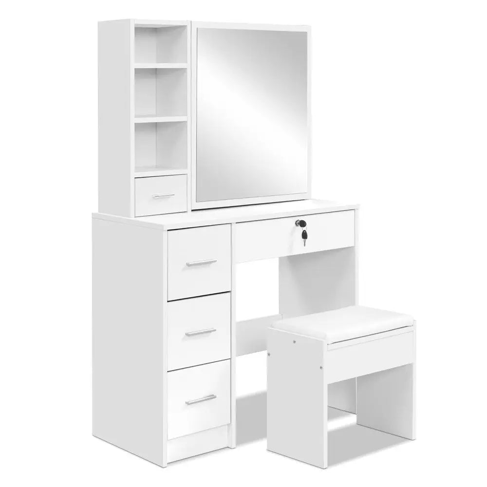 Artiss Dressing Table Stool Set Sliding Mirror White Diane - Furniture > Bedroom