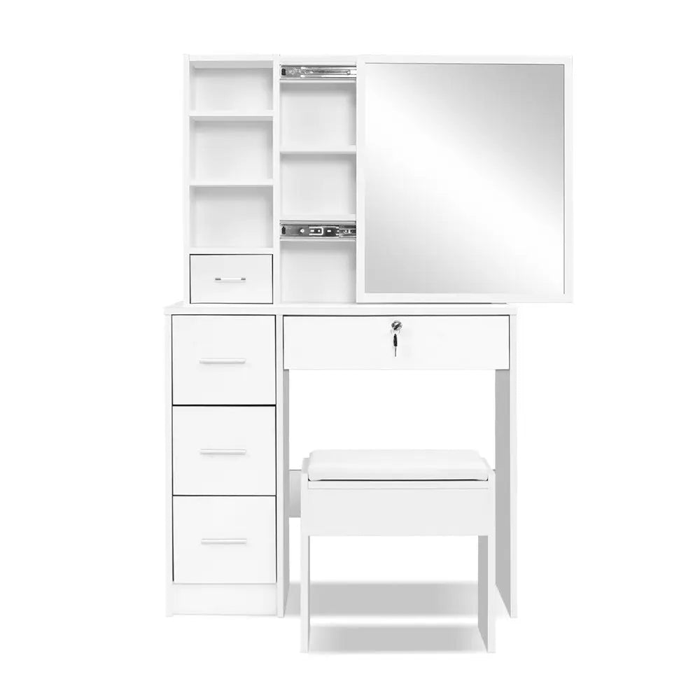 Artiss Dressing Table Stool Set Sliding Mirror White Diane - Furniture > Bedroom