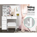 Artiss Dressing Table Stool Set Sliding Mirror White Diane - Furniture > Bedroom