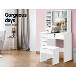 Artiss Dressing Table Stool Set Sliding Mirror White Diane - Furniture > Bedroom