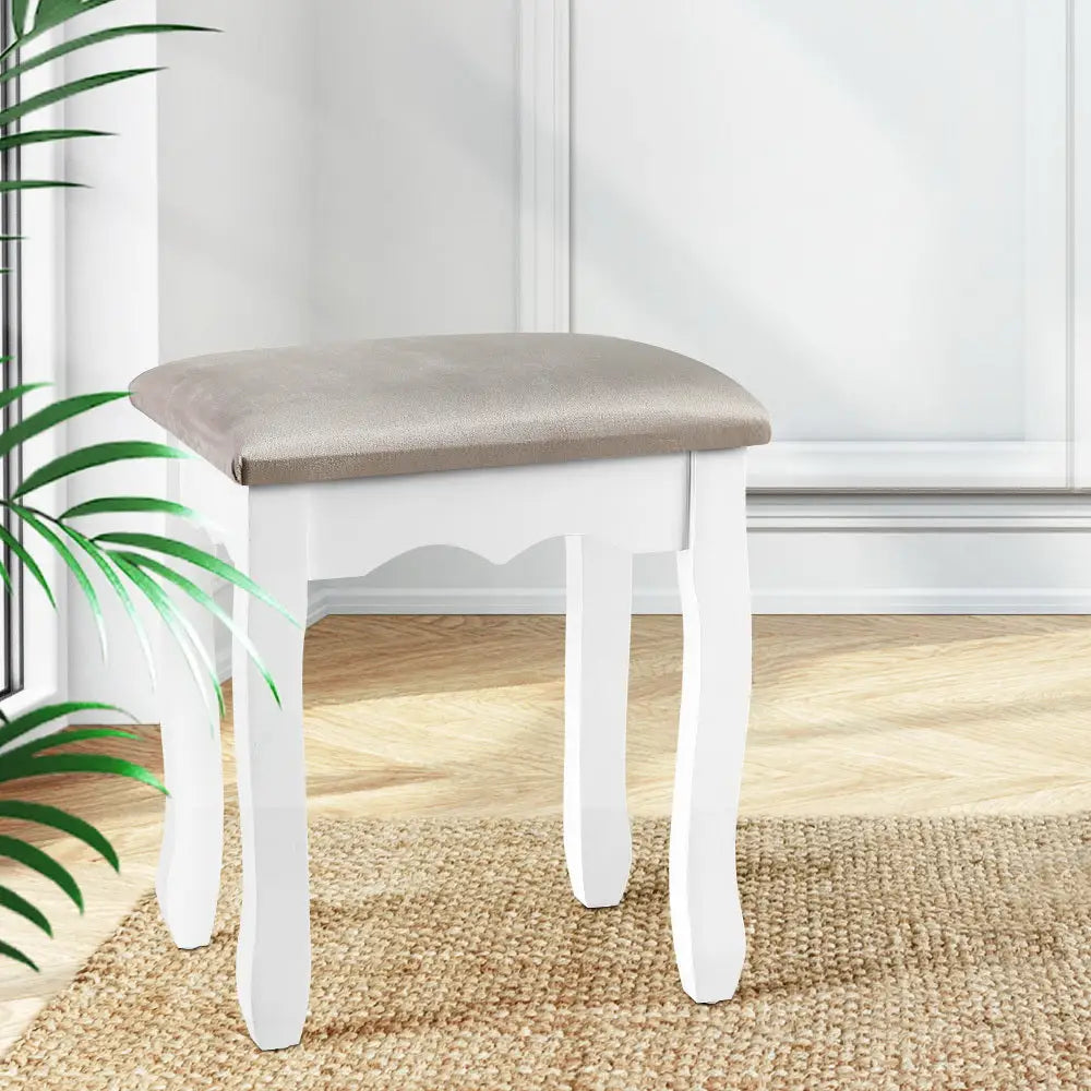 Artiss Dressing Table Stool Velvet Grey - Furniture > Living Room > Ottomans & Footstools