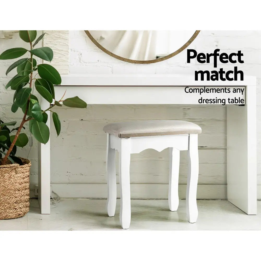 Artiss Dressing Table Stool Velvet Grey - Furniture > Living Room > Ottomans & Footstools