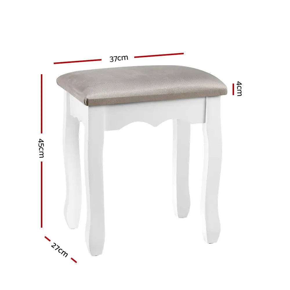 Artiss Dressing Table Stool Velvet Grey - Furniture > Living Room > Ottomans & Footstools