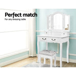 Artiss Dressing Table Stool Velvet White - Furniture > Bar Stools & Chairs