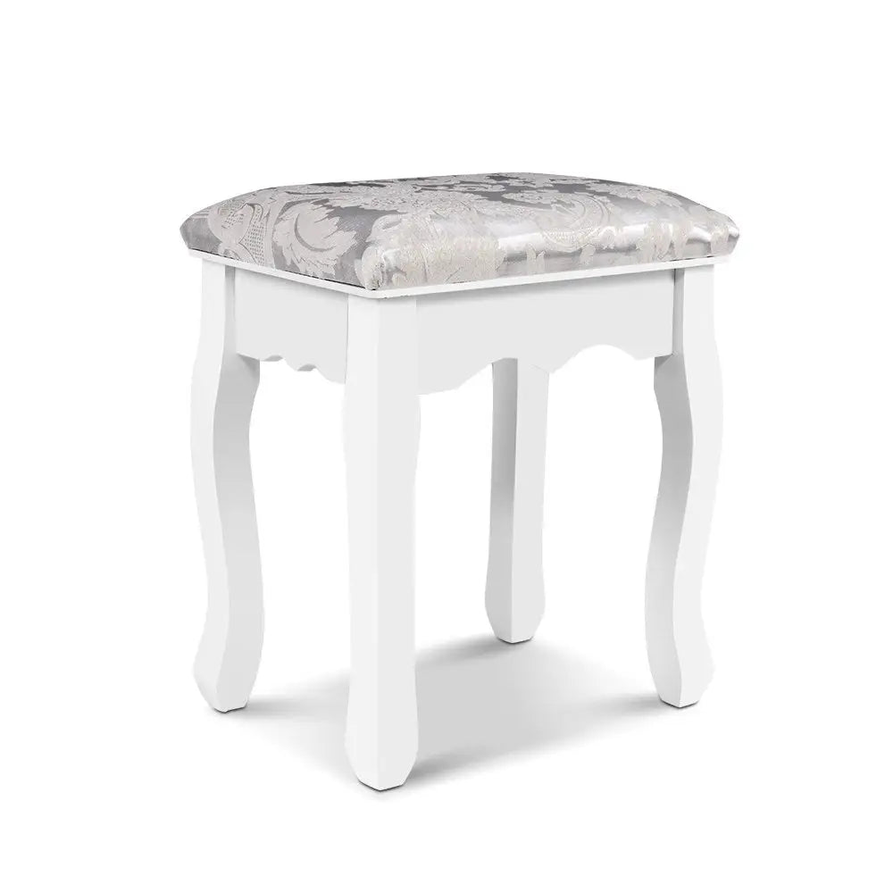 Artiss Dressing Table Stool Velvet White - Furniture > Bar Stools & Chairs