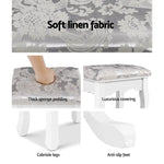 Artiss Dressing Table Stool Velvet White - Furniture > Bar Stools & Chairs