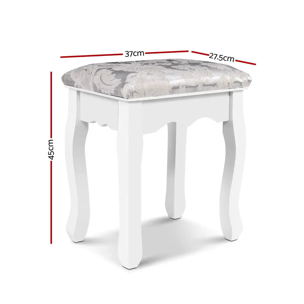 Artiss Dressing Table Stool Velvet White - Furniture > Bar Stools & Chairs