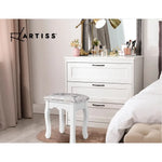 Artiss Dressing Table Stool Velvet White - Furniture > Bar Stools & Chairs