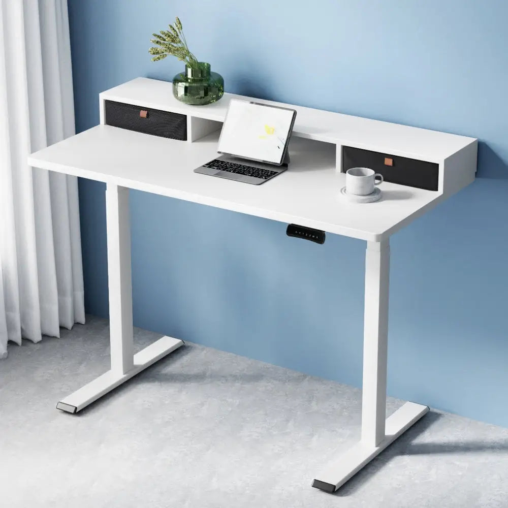 Artiss Electric Standing Desk Dual Motor Office Table With Shelf Drawer120CM - Furniture > Office > Office & Desk Chairs