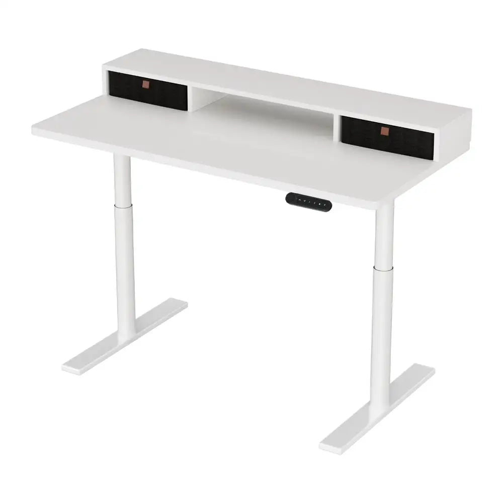 Artiss Electric Standing Desk with Storage Rack Shelf Drawers White 120CM - Furniture > Office > Office & Desk Chairs