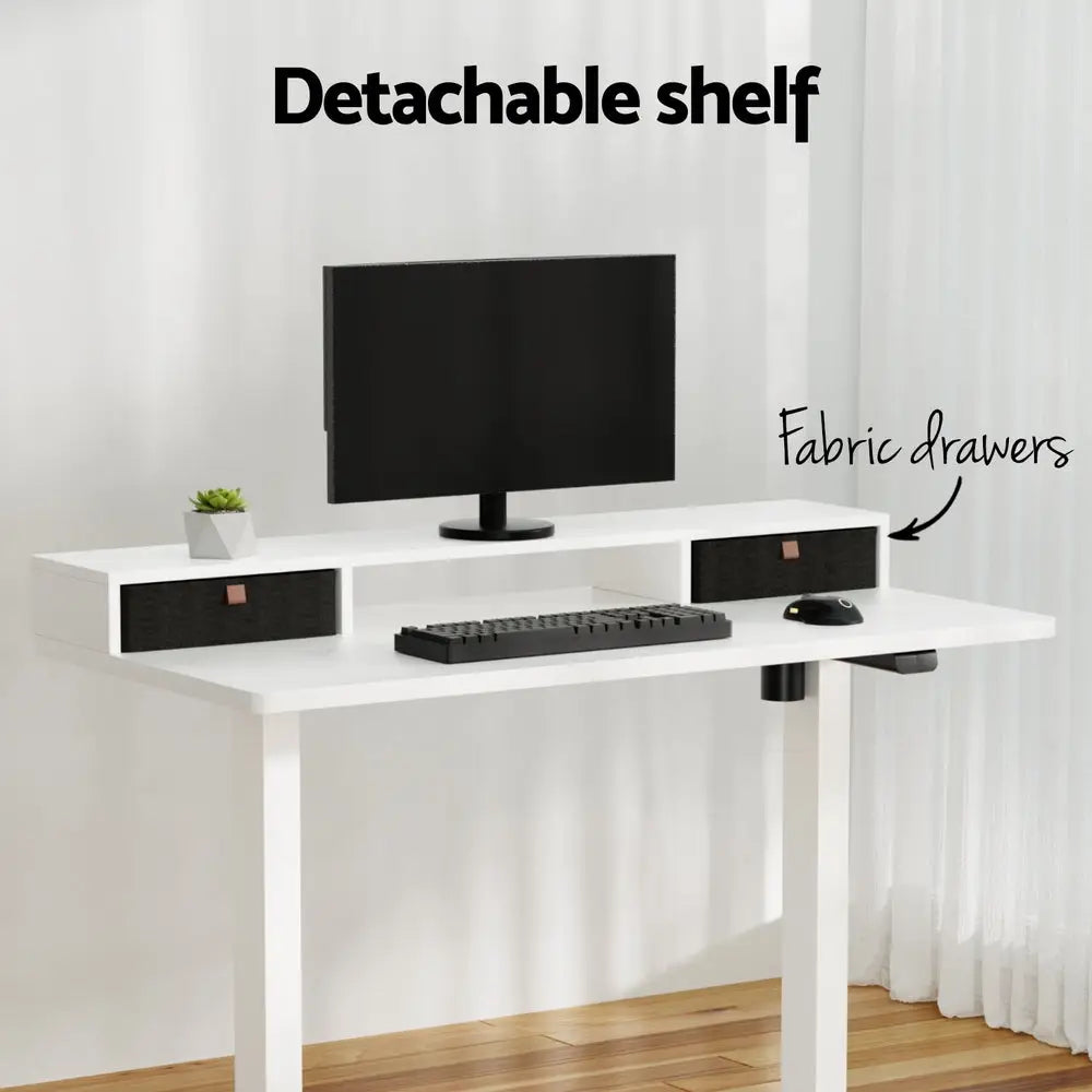 Artiss Electric Standing Desk with Storage Shelf Drawer Office Table 120CM - Furniture > Office > Office & Desk Chairs