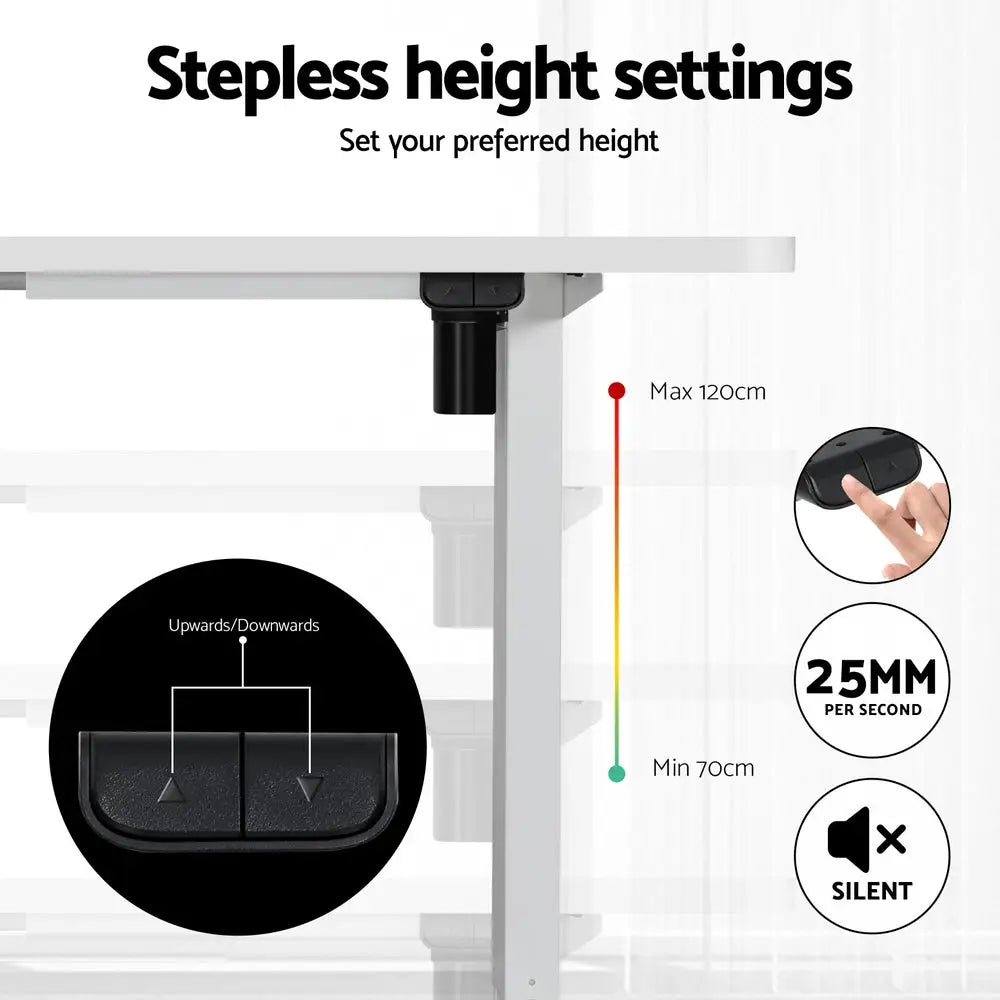 Artiss Electric Standing Desk with Storage Shelf Drawer Office Table 120CM - Furniture > Office > Office & Desk Chairs