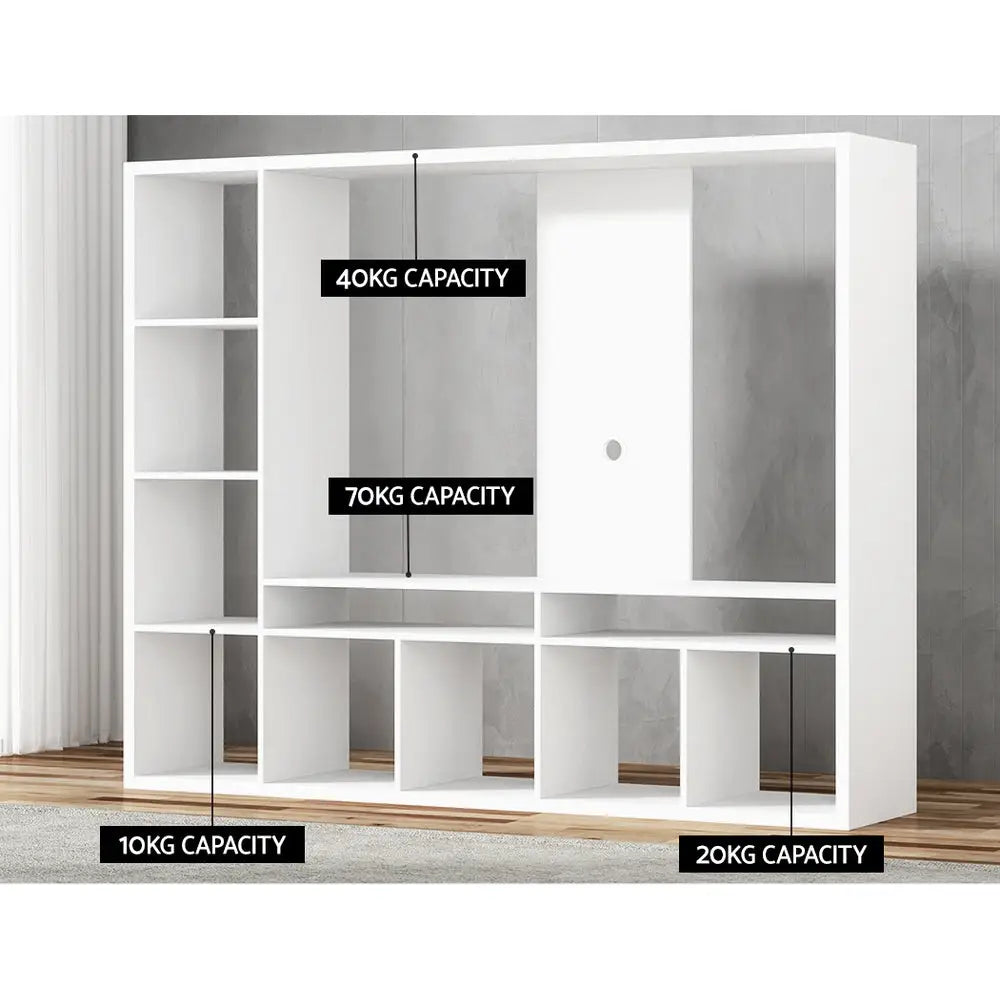 Artiss Entertainment Center Unit TV Stand TV Open Shelves 183CM White - Furniture > Living Room