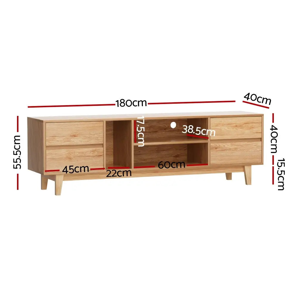 Artiss Entertainment Unit Stand TV Storage Drawer Shelf 180cm Wooden - Furniture > Living Room