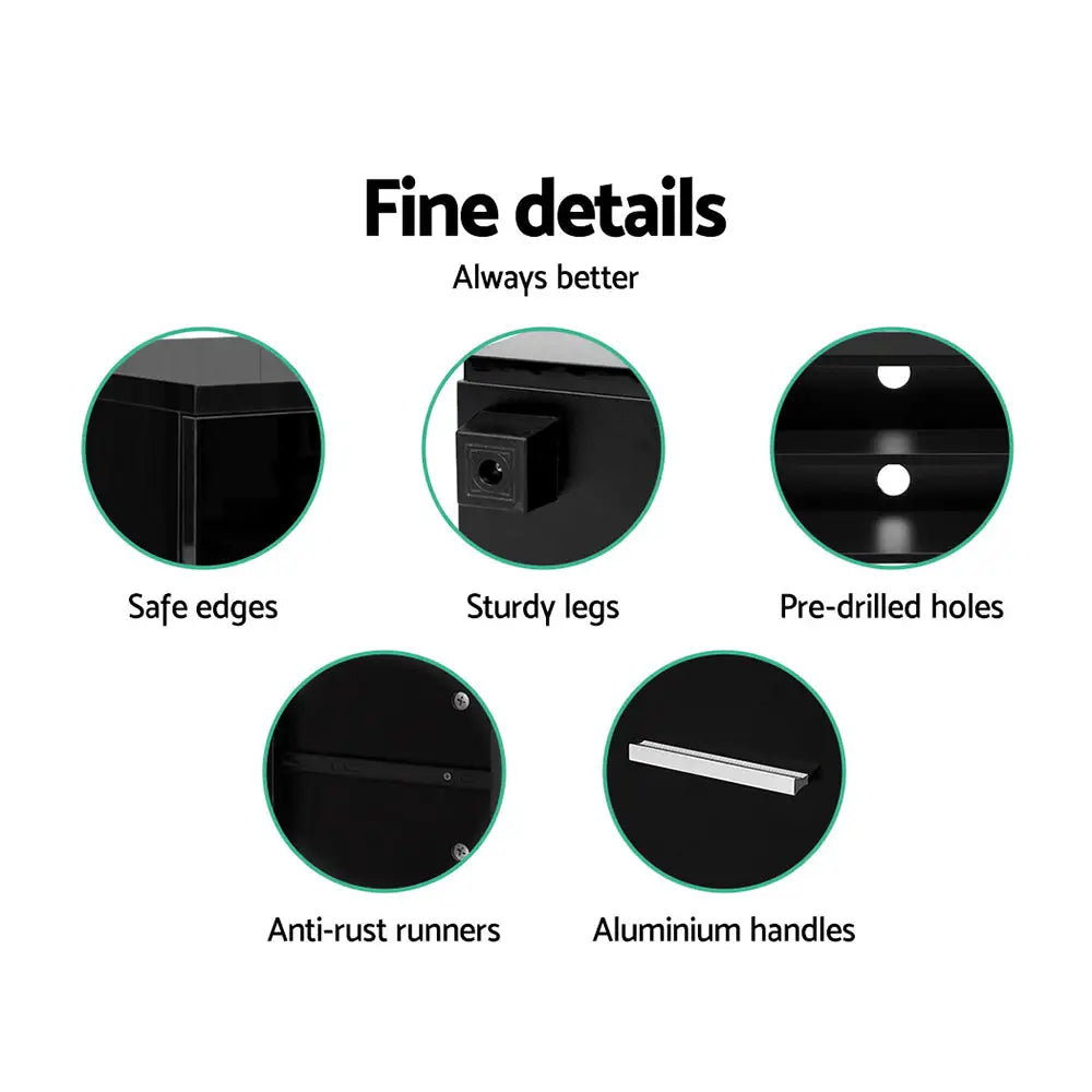Artiss Entertainment Unit TV 140cm Black Jim - Furniture > Living Room