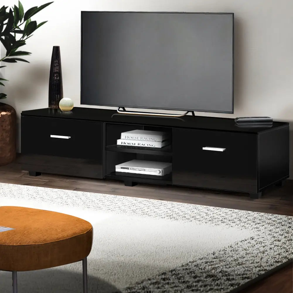 Artiss Entertainment Unit TV 140cm Black Jim - Furniture > Living Room