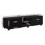 Artiss Entertainment Unit TV 140cm Black Jim - Furniture > Living Room