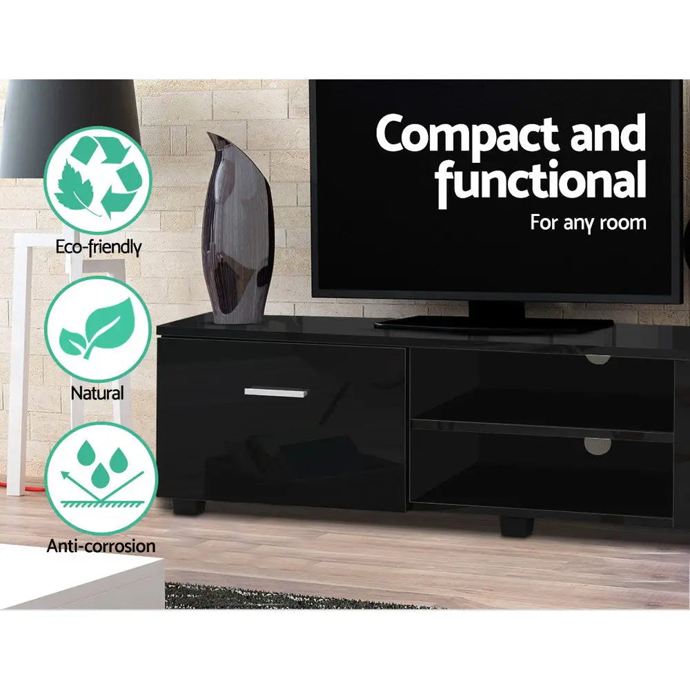 Artiss Entertainment Unit TV 140cm Black Jim - Furniture > Living Room